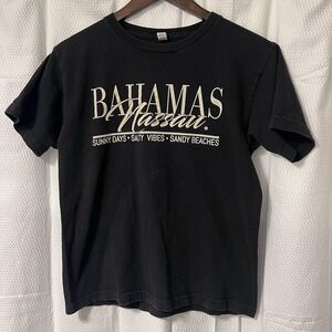 Bahamas Nassau Beach Tee Travel Shirt SS Large Fits VSmall Alstyle 100%Cotton EC